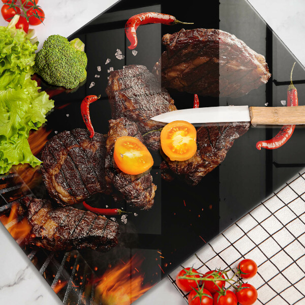 Skärbräda i glas Kött på grillen