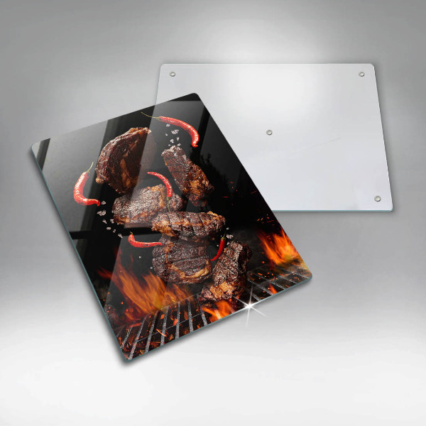 Skärbräda i glas Kött på grillen