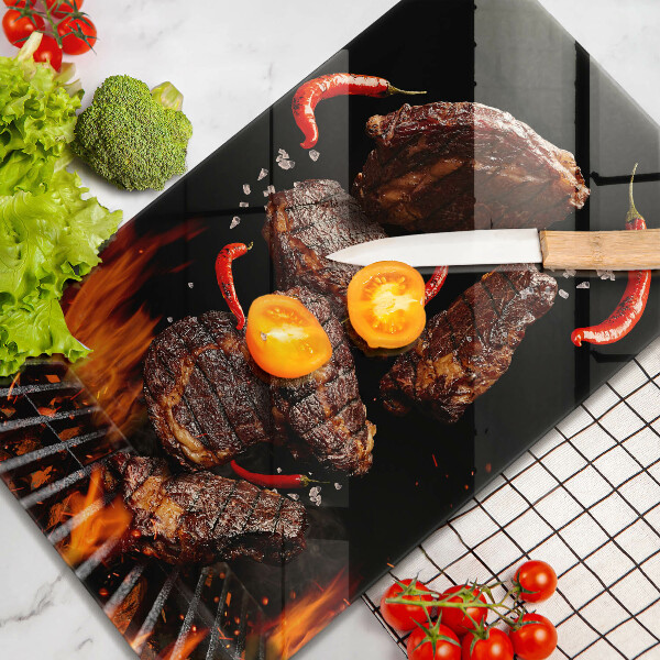 Skärbräda i glas Kött på grillen