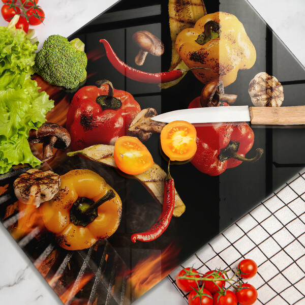 Skärbräda i glas Grillade grönsaker