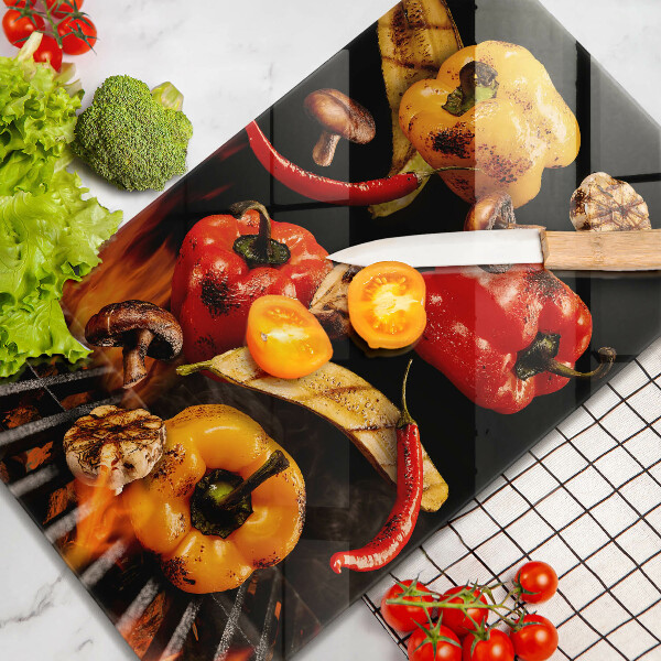 Skärbräda i glas Grillade grönsaker