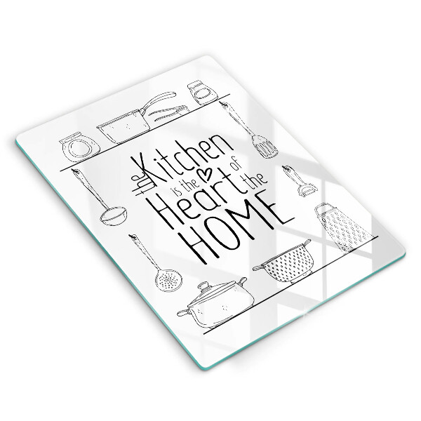 Skärbräda i glas Inskrift, mening