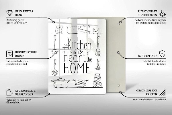 Skärbräda i glas Inskrift, mening
