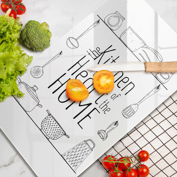 Skärbräda i glas Inskrift, mening