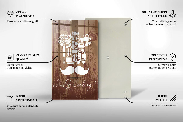 Skärbräda i glas Inskriptionen jag gillar att laga mat