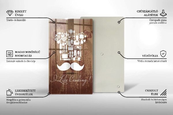 Skärbräda i glas Inskriptionen jag gillar att laga mat