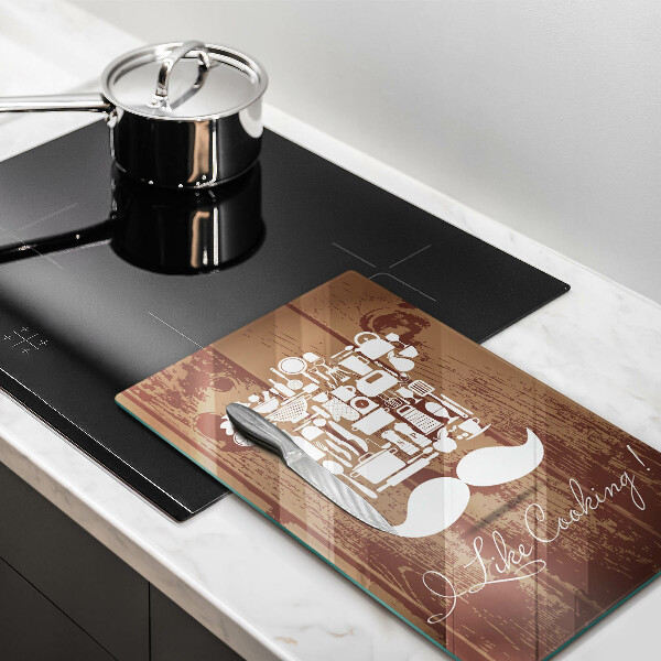 Skärbräda i glas Inskriptionen jag gillar att laga mat