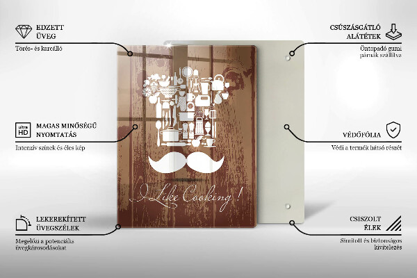 Skärbräda i glas Inskriptionen jag gillar att laga mat