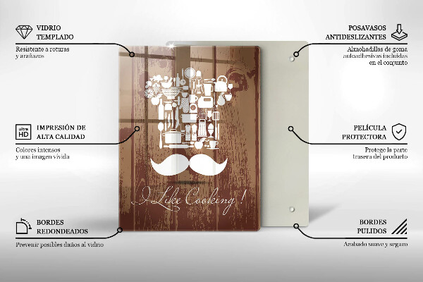 Skärbräda i glas Inskriptionen jag gillar att laga mat