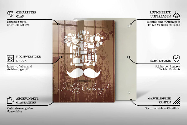 Skärbräda i glas Inskriptionen jag gillar att laga mat