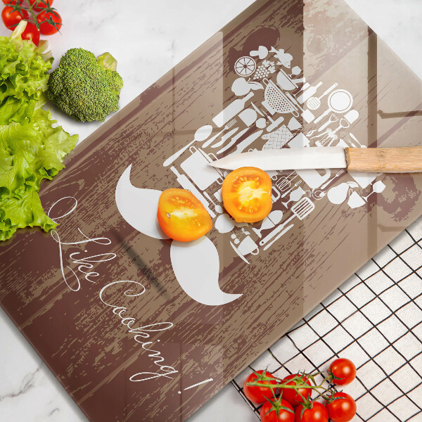 Skärbräda i glas Inskriptionen jag gillar att laga mat