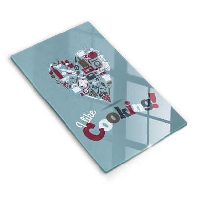 Skärbräda i glas Inskriptionen jag gillar att laga mat