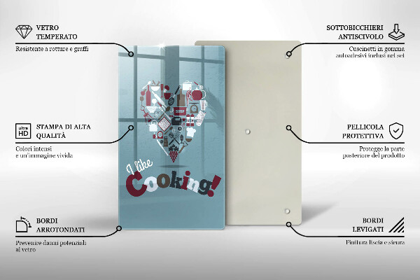 Skärbräda i glas Inskriptionen jag gillar att laga mat