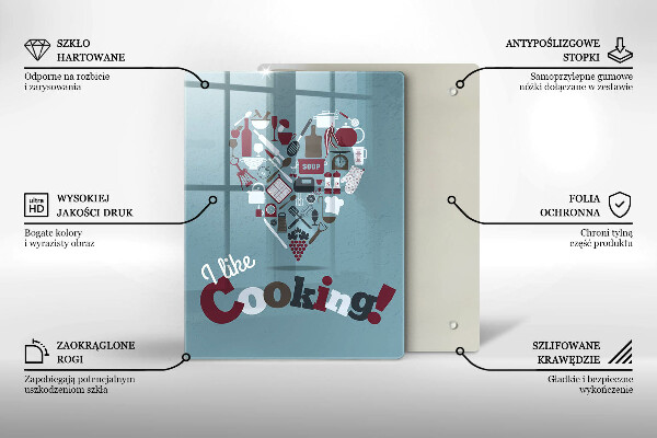 Skärbräda i glas Inskriptionen jag gillar att laga mat