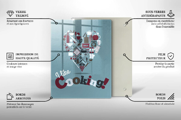 Skärbräda i glas Inskriptionen jag gillar att laga mat
