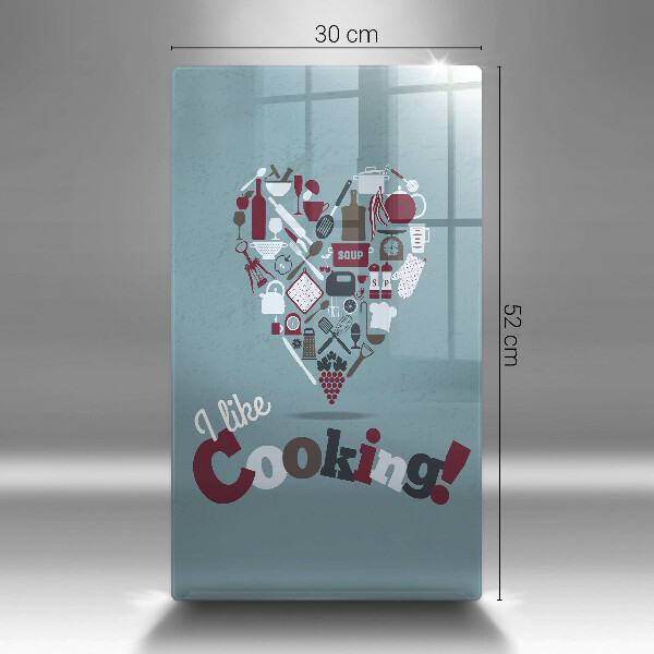 Skärbräda i glas Inskriptionen jag gillar att laga mat