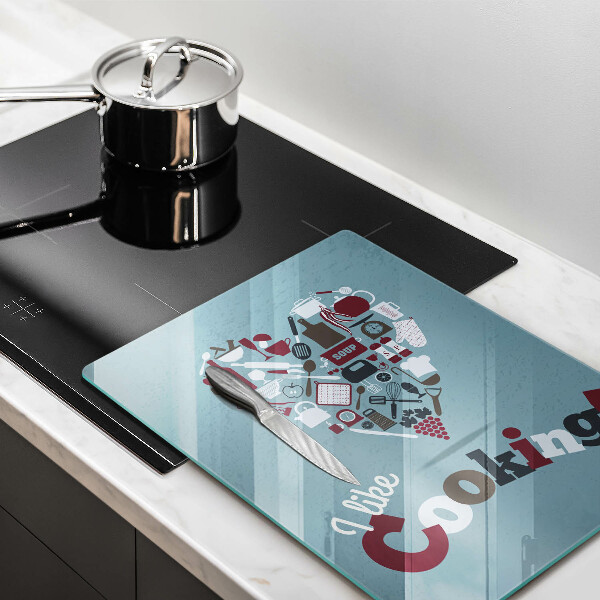 Skärbräda i glas Inskriptionen jag gillar att laga mat