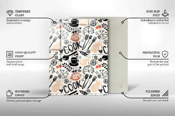 Skärbräda i glas Kökstema ritning