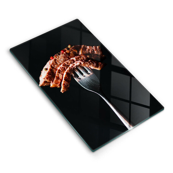 Skärbräda i glas Kött på gaffel