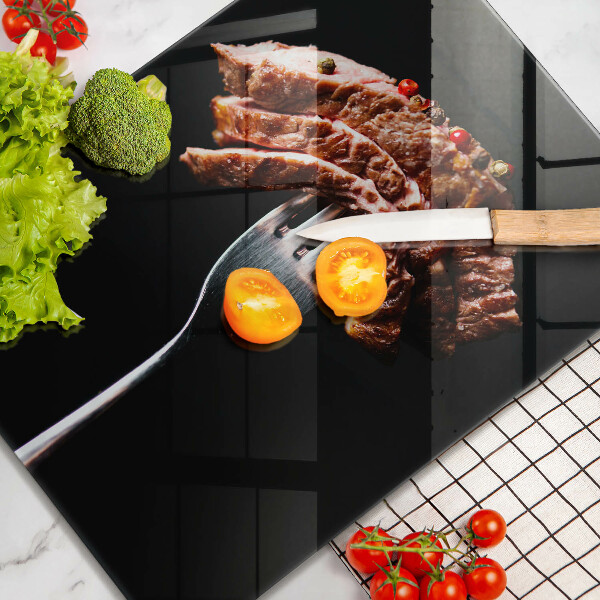 Skärbräda i glas Kött på gaffel