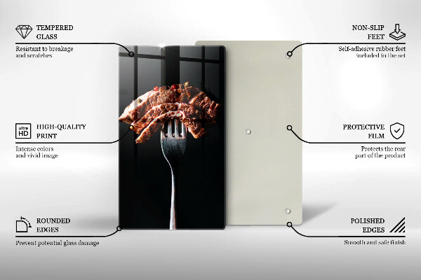 Skärbräda i glas Kött på gaffel