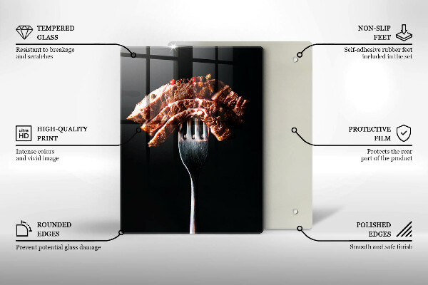 Skärbräda i glas Kött på gaffel