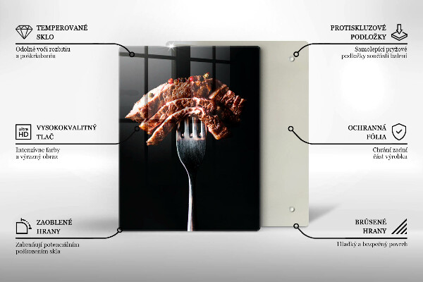 Skärbräda i glas Kött på gaffel