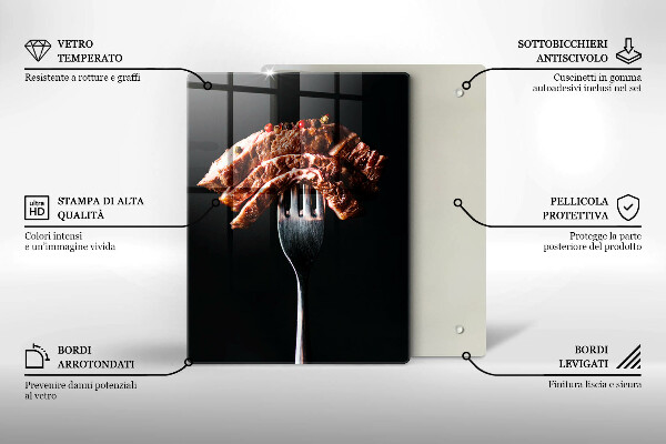 Skärbräda i glas Kött på gaffel
