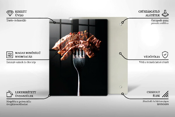 Skärbräda i glas Kött på gaffel