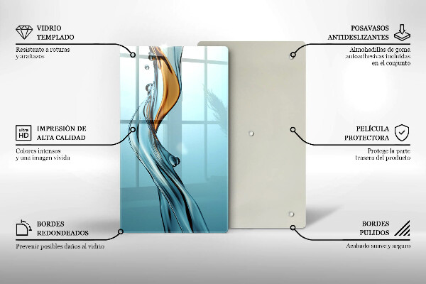 Skärbräda i glas Vattenstråle