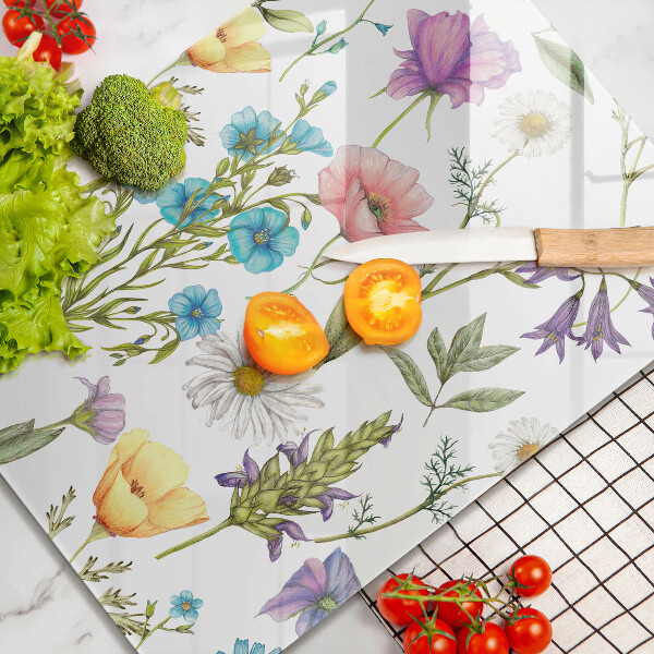 Skärbräda i glas Blommor illustration