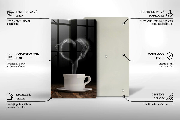 Skärbräda i glas Kaffekopp hjärta