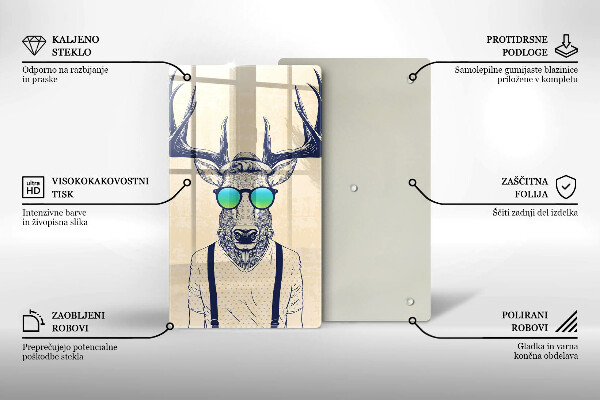 Skärbräda i glas Rådjur Man Illustration
