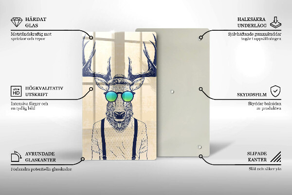 Skärbräda i glas Rådjur Man Illustration