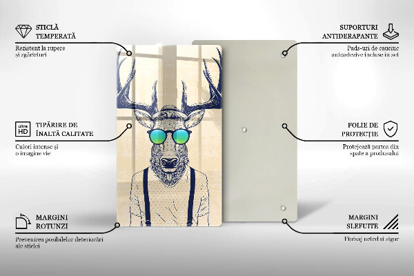 Skärbräda i glas Rådjur Man Illustration