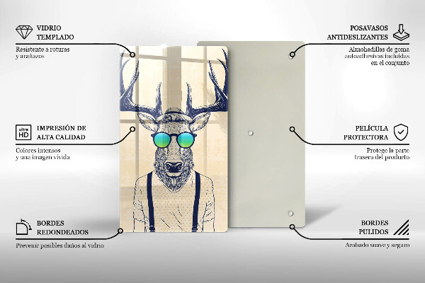 Skärbräda i glas Rådjur Man Illustration
