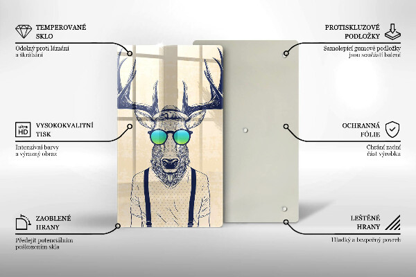 Skärbräda i glas Rådjur Man Illustration