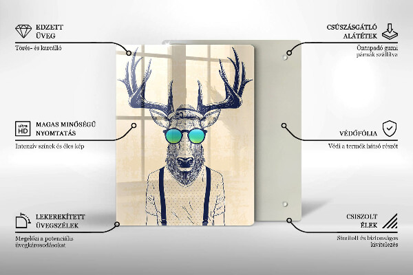 Skärbräda i glas Rådjur Man Illustration