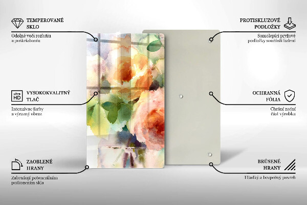 Skärbräda i glas Målade blommor