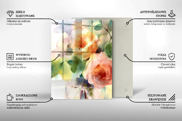 Skärbräda i glas Målade blommor