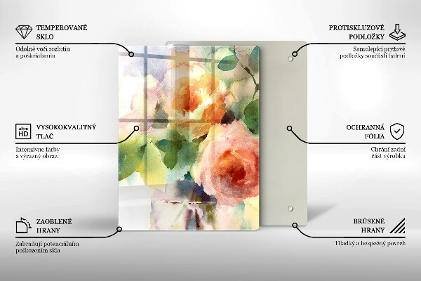 Skärbräda i glas Målade blommor