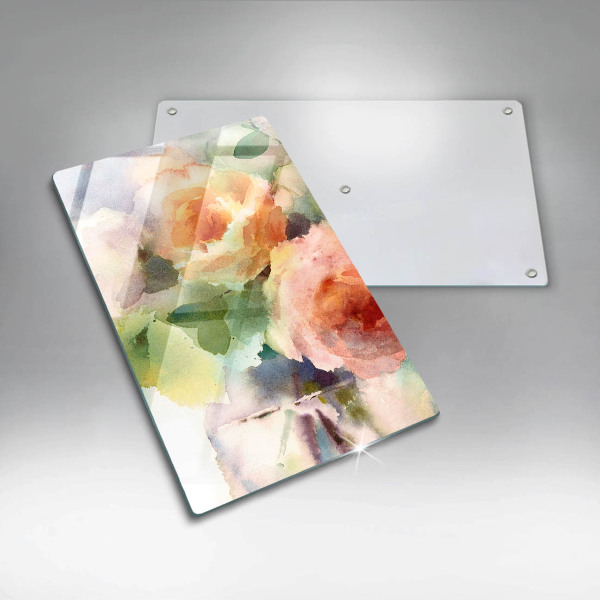 Skärbräda i glas Målade blommor