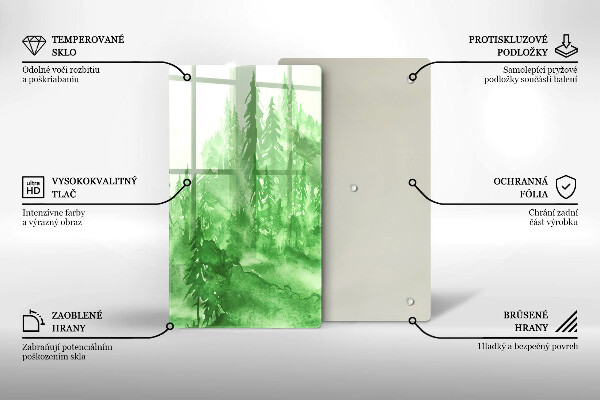 Skärbräda i glas Målad skog