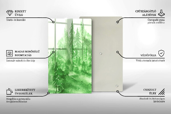 Skärbräda i glas Målad skog