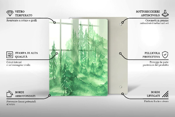 Skärbräda i glas Målad skog