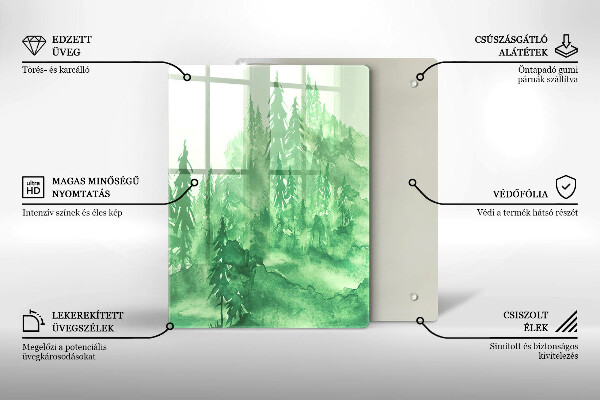 Skärbräda i glas Målad skog