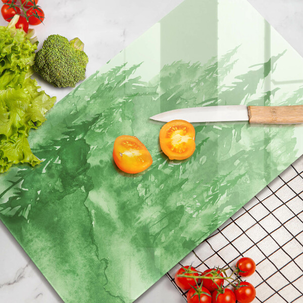 Skärbräda i glas Målad skog