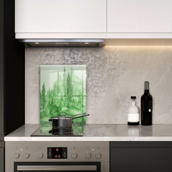 Skärbräda i glas Målad skog