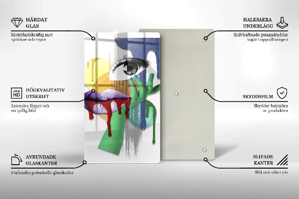 Skärbräda i glas Abstrakt collagekonst