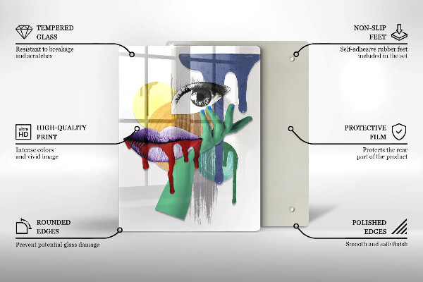 Skärbräda i glas Abstrakt collagekonst